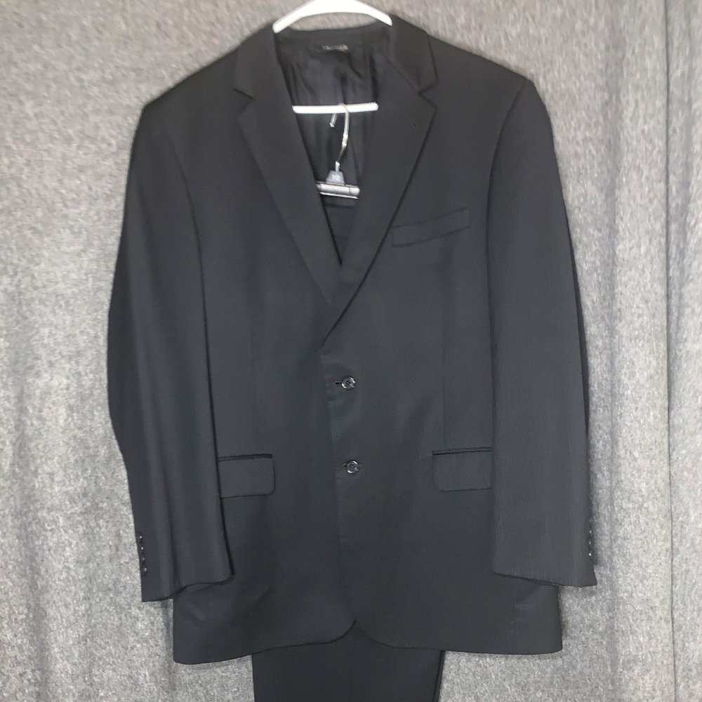 Jos A. Bank Charcoal Pinstriped Suit